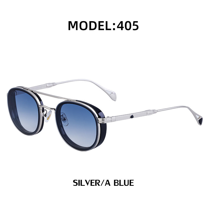 European and American Retro Oval Frame Sunglasses for Men, Side Wrap Small Frame Sunglasses for Women, Trendy Glasses Wholesale shades