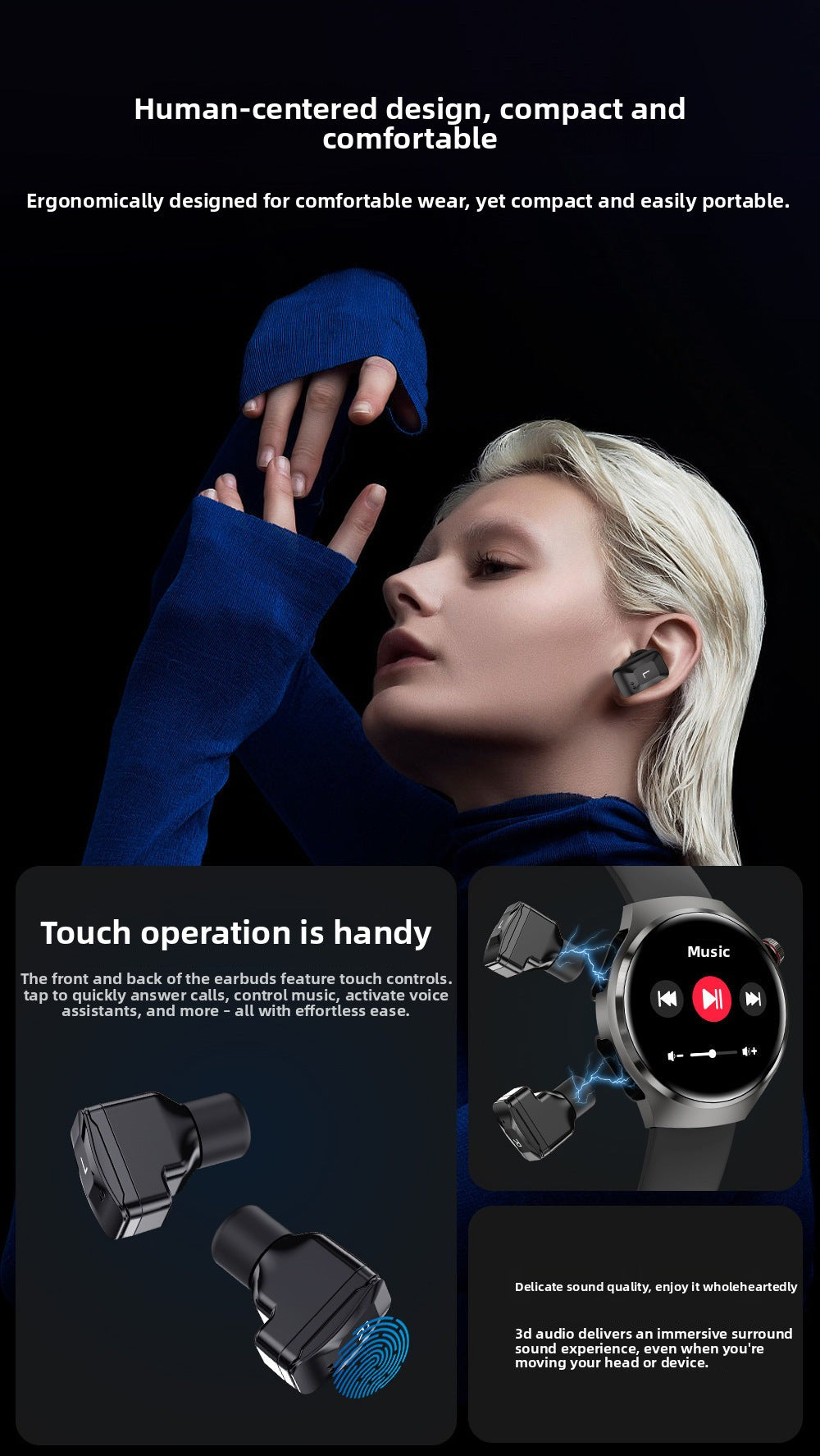 DK56Smart Watch1.52inch Bluetooth Call True Heart Rate Pedometer Sleep Monitoring Hidden Earphones Sports