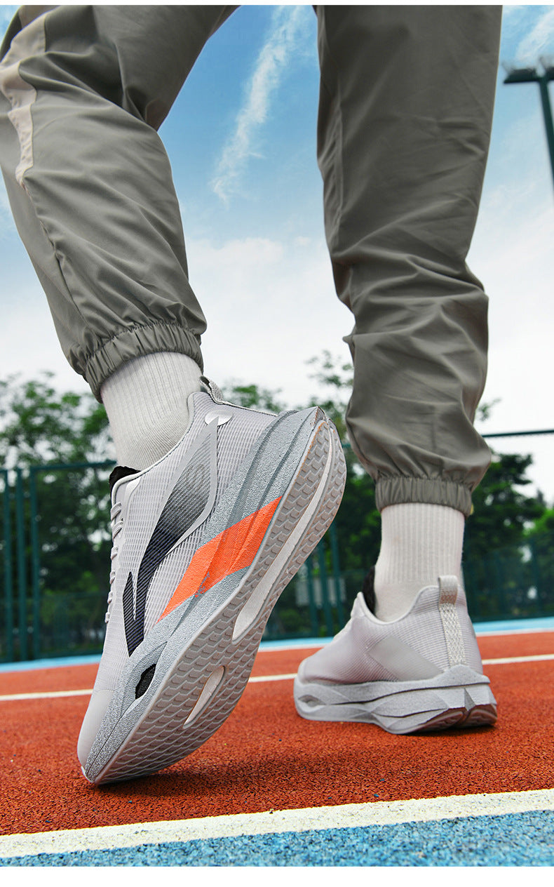 Autumn and Winter New Style Wind Chasing por Double Mesh Real Explosive Carbon Plate Rebound Cushioning Running Shoes Student Racing Training Sports Shoes