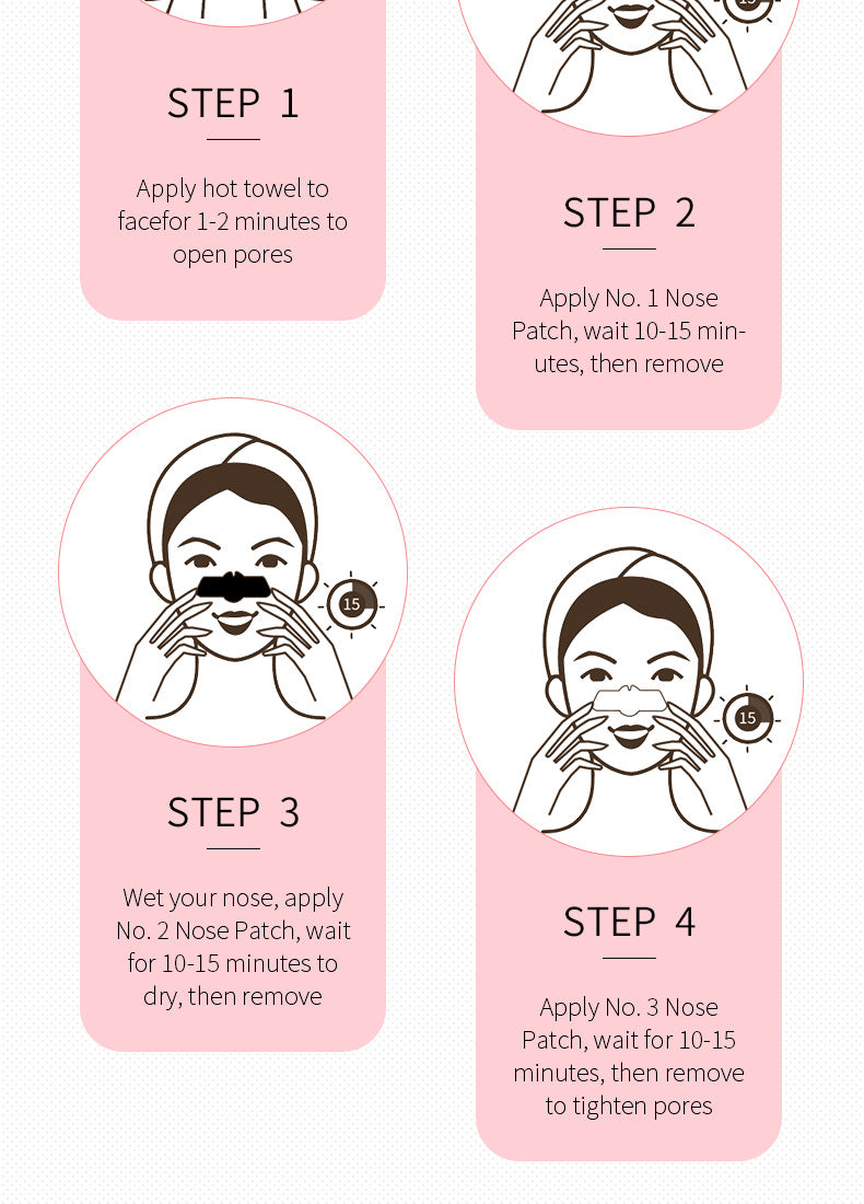 Three Steps to Remove Blackheads Nose Strips SADOER Skin Care Products T District Nursing Set Cross-Border Foreign Trade Wholesale