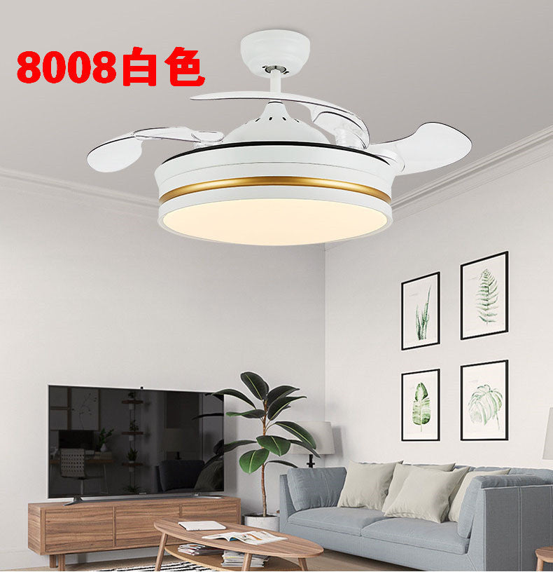 Invisible Fan Light Remote Control led Fan Chandelier Home Electric Fan Lamp scandinavian Iron Restaurant Lamp Crystal Ceiling Fan Lamp