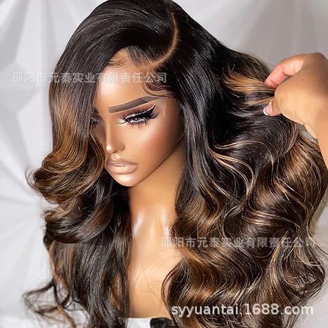 Highlight Ombre Lace Front Wig 13x4 Wavy Lace Glueless Wig