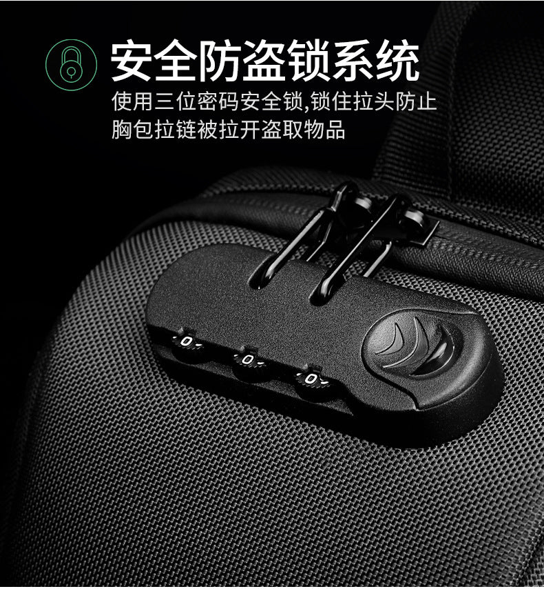 OZUKO Men's Chest Bag Anti-Theft Waterproof Chest Bag Trendy Fashion Crossbody Bag Large Capacity Business Shoulder Bag