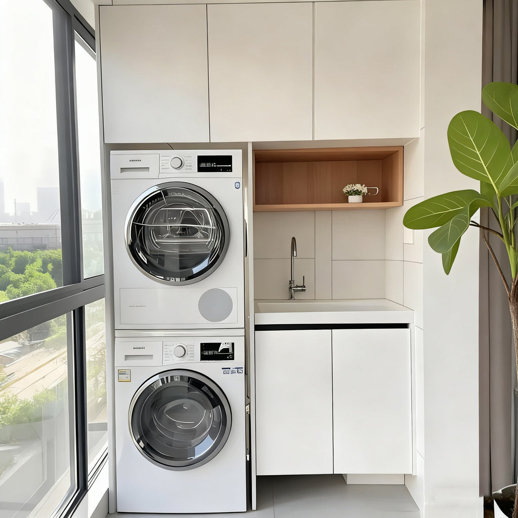 Honeycomb Aluminum Alloy Balcony Laundry Cabinet Combination Double Washing Machine Cabinet Dryer Overlay Cabinet Bathroom Cabinet Custom Factory