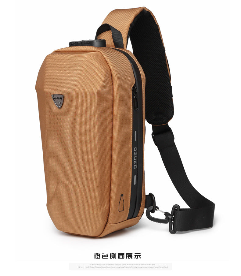 OZUKO Hard Shell Chest Bag Men's Crossbody Bag Anti-Theft Waterproof Cycling Outdoor Multi-Functional Sports Shoulder Bag