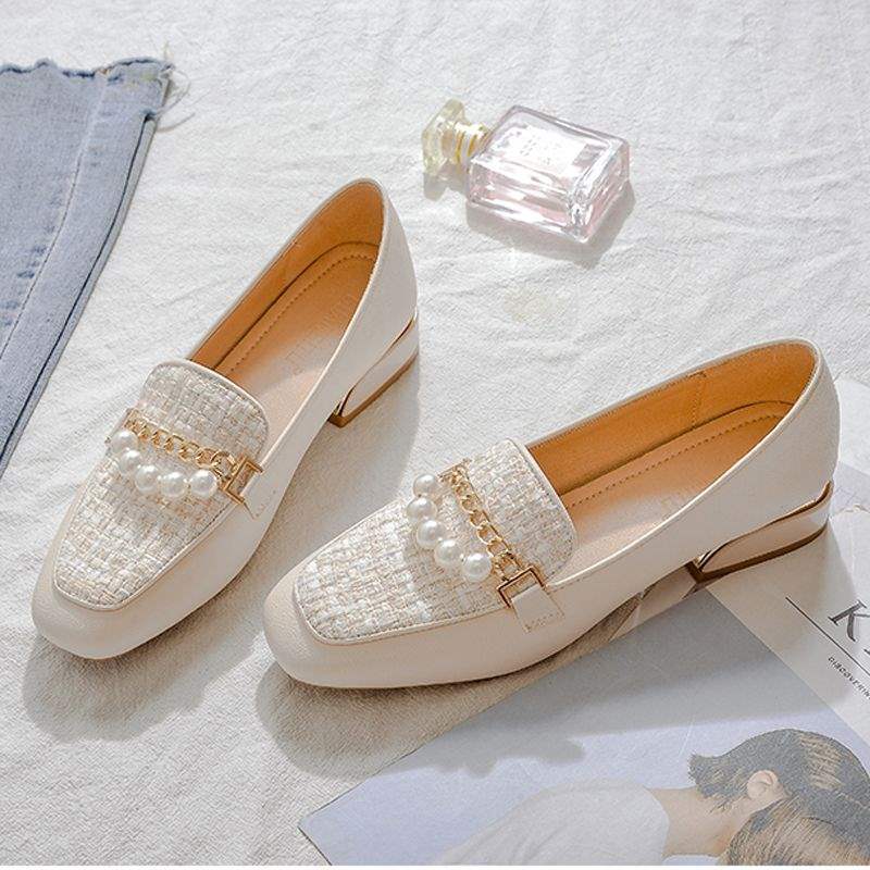 Women's Shoes2025New Slip-On Soft Sole Loafers Versatile Matching Dress Shoes Thick Heel Comfortable Evening Style Mid-Heel Shoes