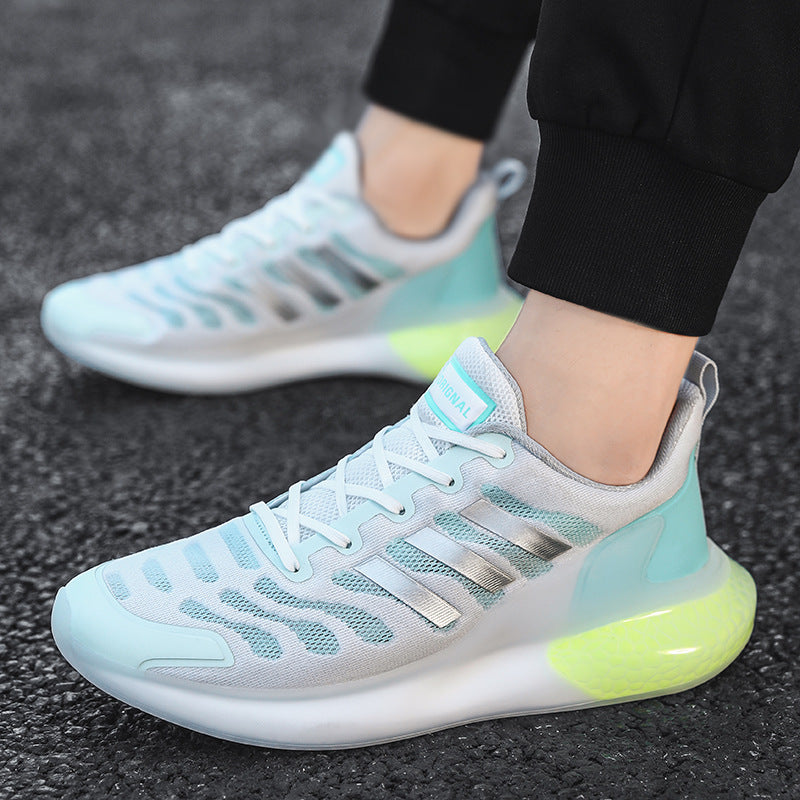 New Outdoor Running Shoes for Men, Soft Sole, Shock Absorption, Real Popcorn Casual Shoes, Breathable Ice Silk Mesh Sports Shoes