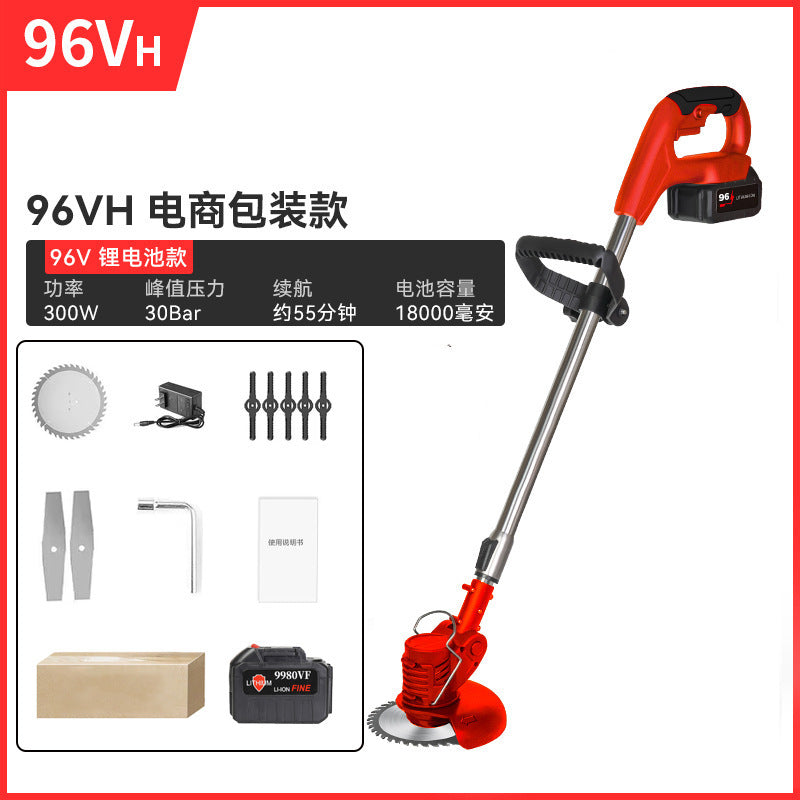 Lithium Battery Lawn Mower Weed Eater Rechargeable Household Grass Trimmer Electric Portable Garden Pruner Cordless