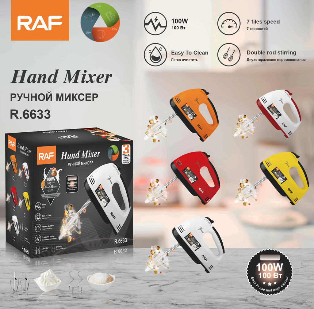 RAF European and American Regulations7Electric Egg Beater Household Handheld High-Power Egg Mixer Dough Kneading Baking Blender