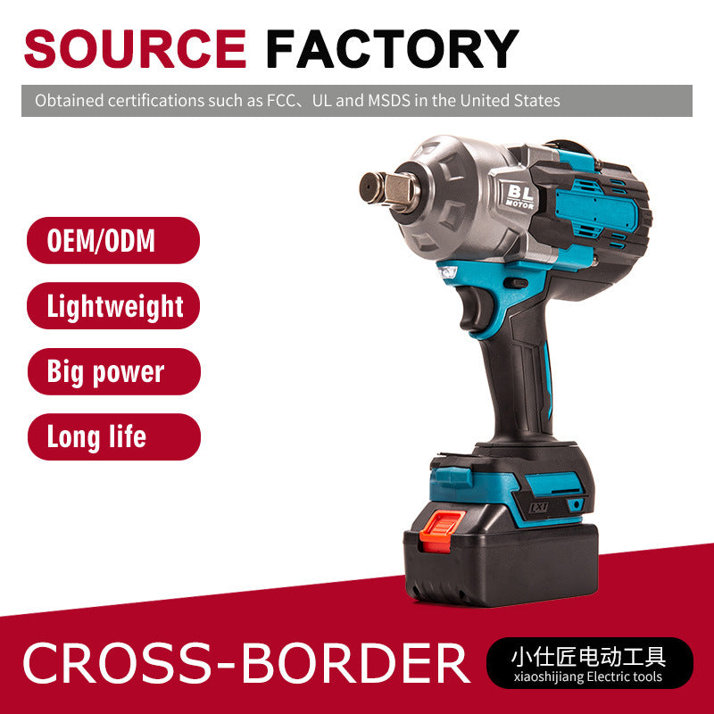 Manufacturer Supply Rechargeable Lithium Battery Wrench Cross-Border Trade High Torque Portable Impact Wrench Auto Repair Air Gun