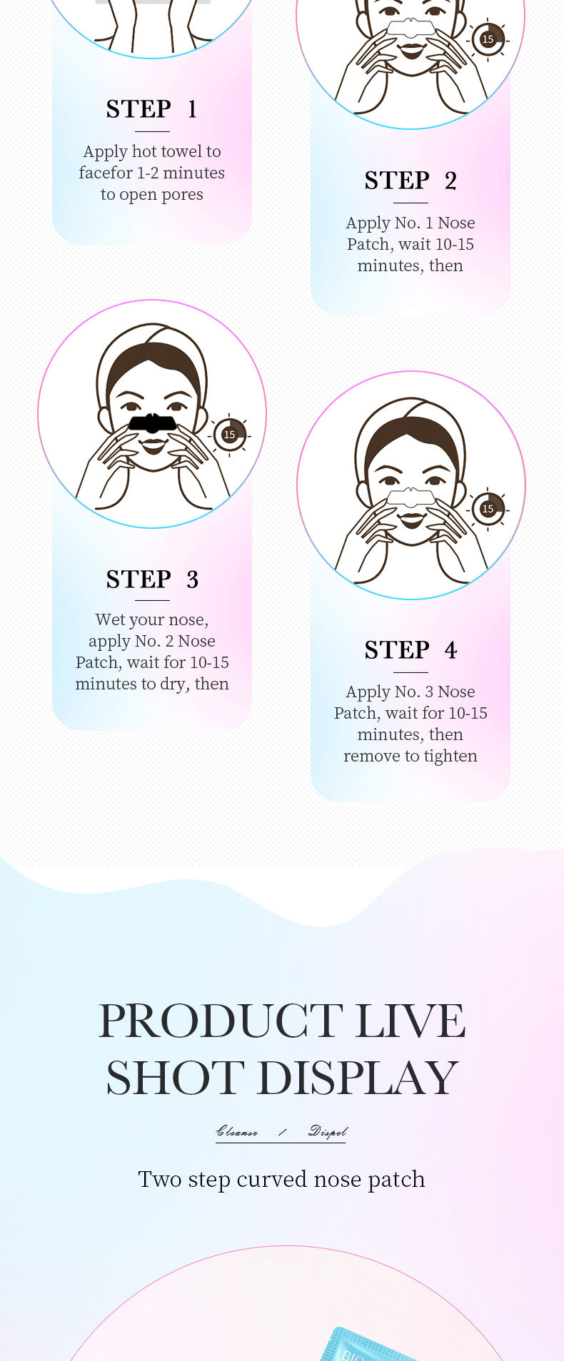 Three-Step Blackhead Removal Nose Strips BIOAOUA Clean Pores T District Nursing Set Cross-Border Wholesale