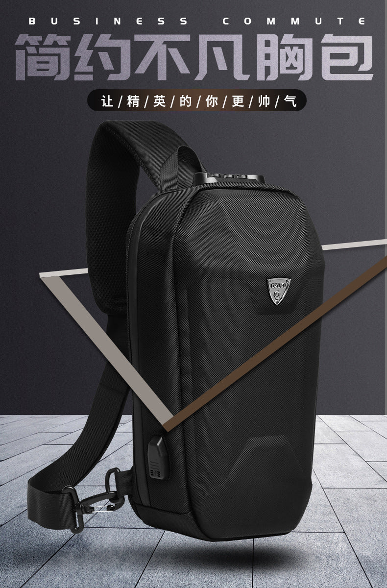 OZUKO Hard Shell Chest Bag Men's Crossbody Bag Anti-Theft Waterproof Cycling Outdoor Multi-Functional Sports Shoulder Bag