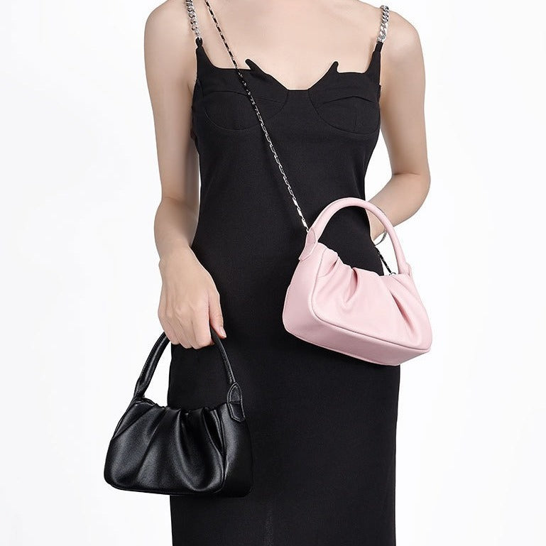 Korean Version New Niche Design Cloud Shoulder Bag Wrinkled Versatile Textured Mini Crossbody Bag Chain Women's Bag