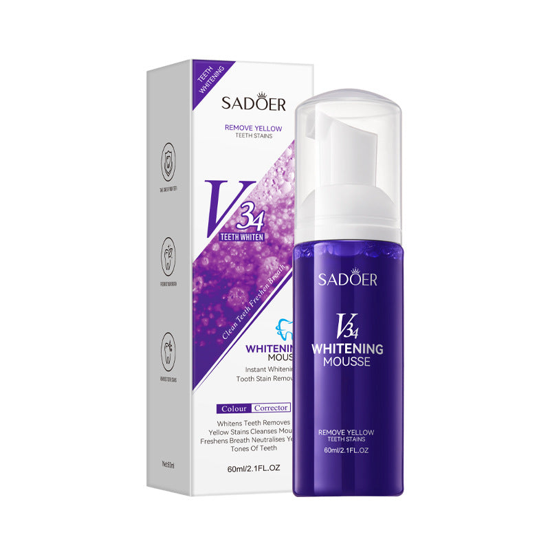 V34Whitening Foam Toothpaste SADOER Clean Teeth Clean Mousse Cross-Border Foreign Trade Wholesale