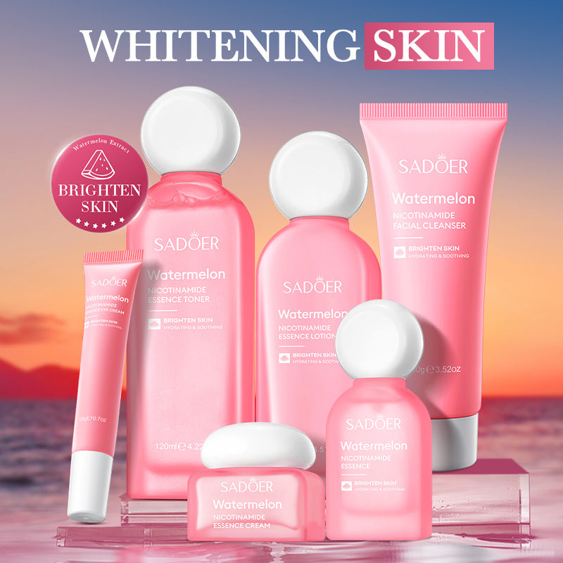 Full English Watermelon Niacinamide Six-Piece Set SADOER Moisturizing and Hydrating Set Box  Wholesale