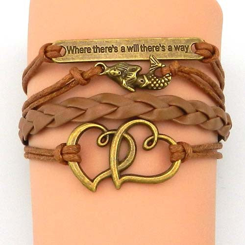 Vintage Anchor Multi-layer Braided Bracelet Owl Cross Bracelet Men's Layered Handmade Braided Leather Bracelet