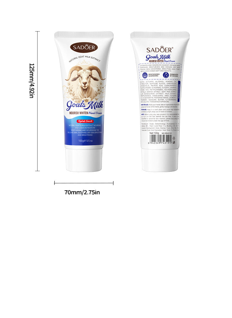 Goat Milk Whitening Hand Cream SADOER Autumn and winter moisturizing hand cream cross-border foreign trade wholesale