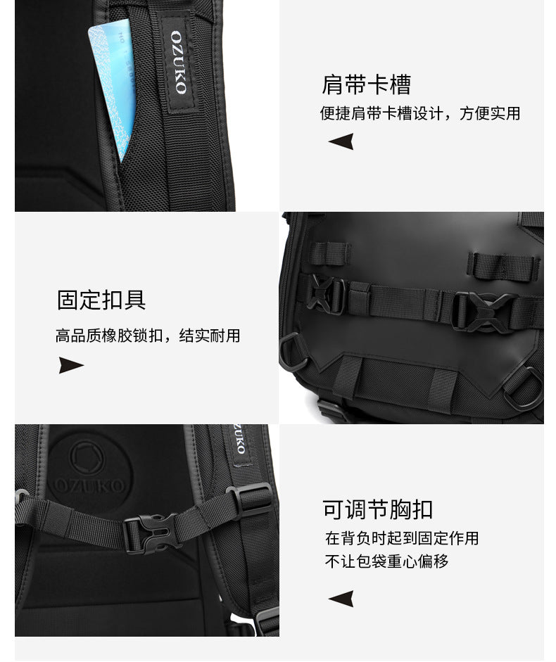 OZUKO Sports Backpack Men's Backpack Waterproof Multifunctional College Student Bag Commuting Cycling Outdoor Bag