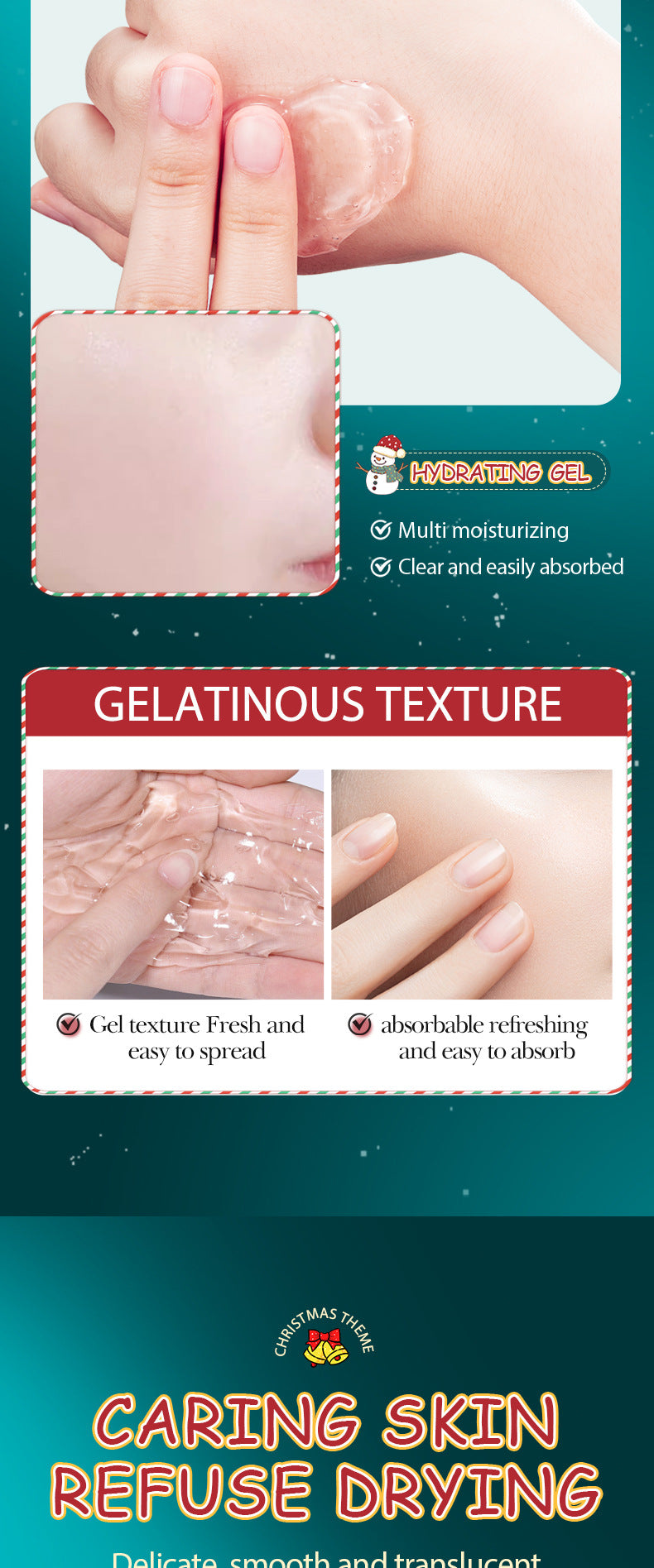 Christmas Red Pomegranate Moisturizing Gel SADOER Moisturizing Aloe Vera Gel Cream Cross-Border Foreign Trade Wholesale