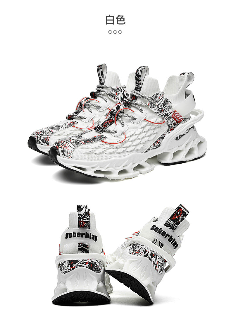 Chinese Style Men's Shoes Spring and Autumn Running Shoes Basketball Sports Shoes Ultra-light Shock-absorbing Breathable Running Blade Shoes Chinese Style Design