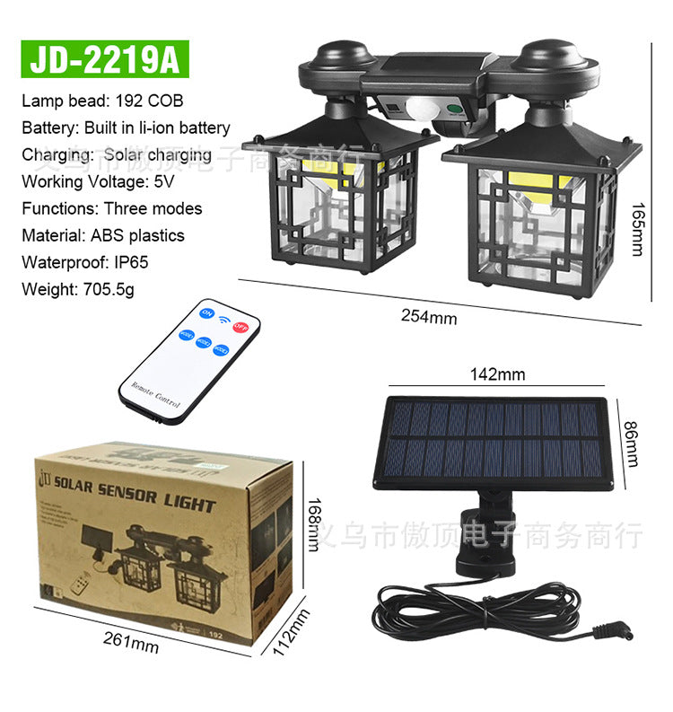 New Double-Head Retro Solar Ground Plug Light Human Body Sensing Split Light Home Wall Lighting Remote Control Light
