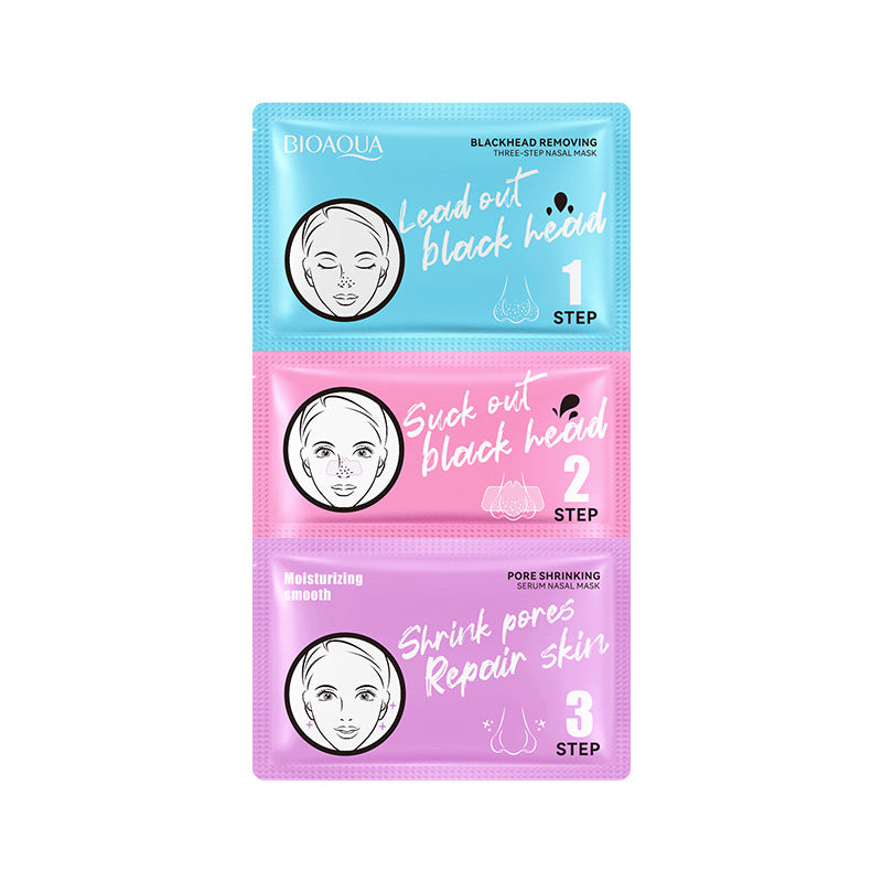 Three-Step Blackhead Removal Nose Strips BIOAOUA Clean Pores T District Nursing Set Cross-Border Wholesale