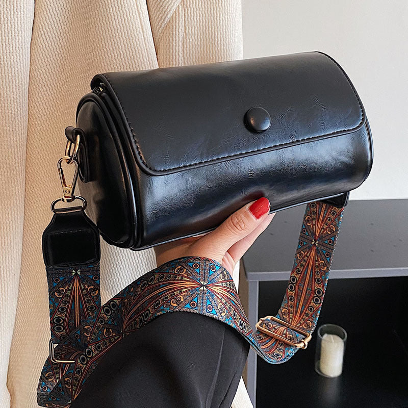 New Fashionable Single Shoulder Bag PU Round Barrel Bag Daily Niche Matching Single Shoulder Crossbody Women's Bag