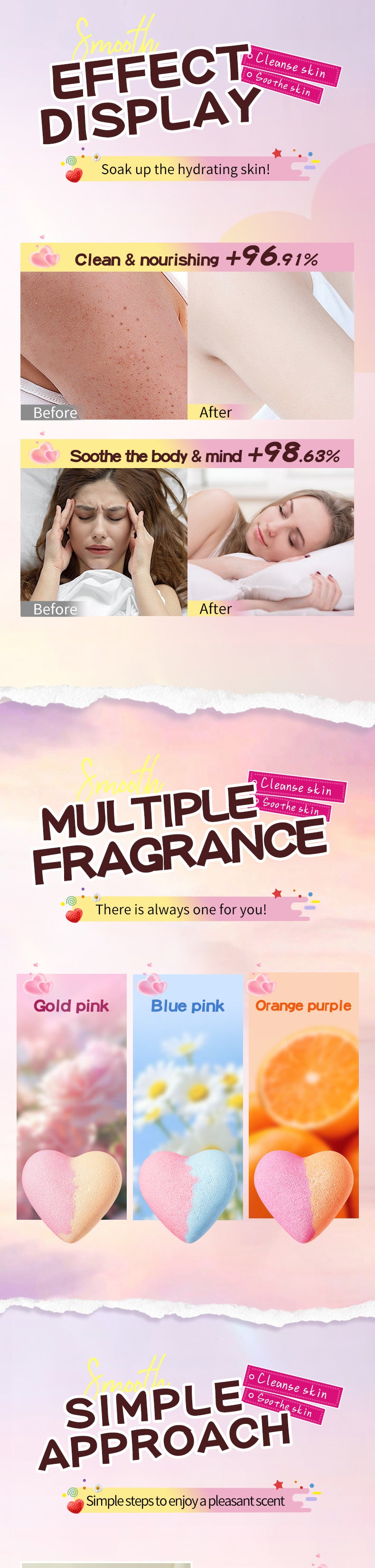 Cross-border Heart-shaped Bath Bomb120g  Deep Cleansing Body Bath Bath Salts Export Manufacturer Wholesale