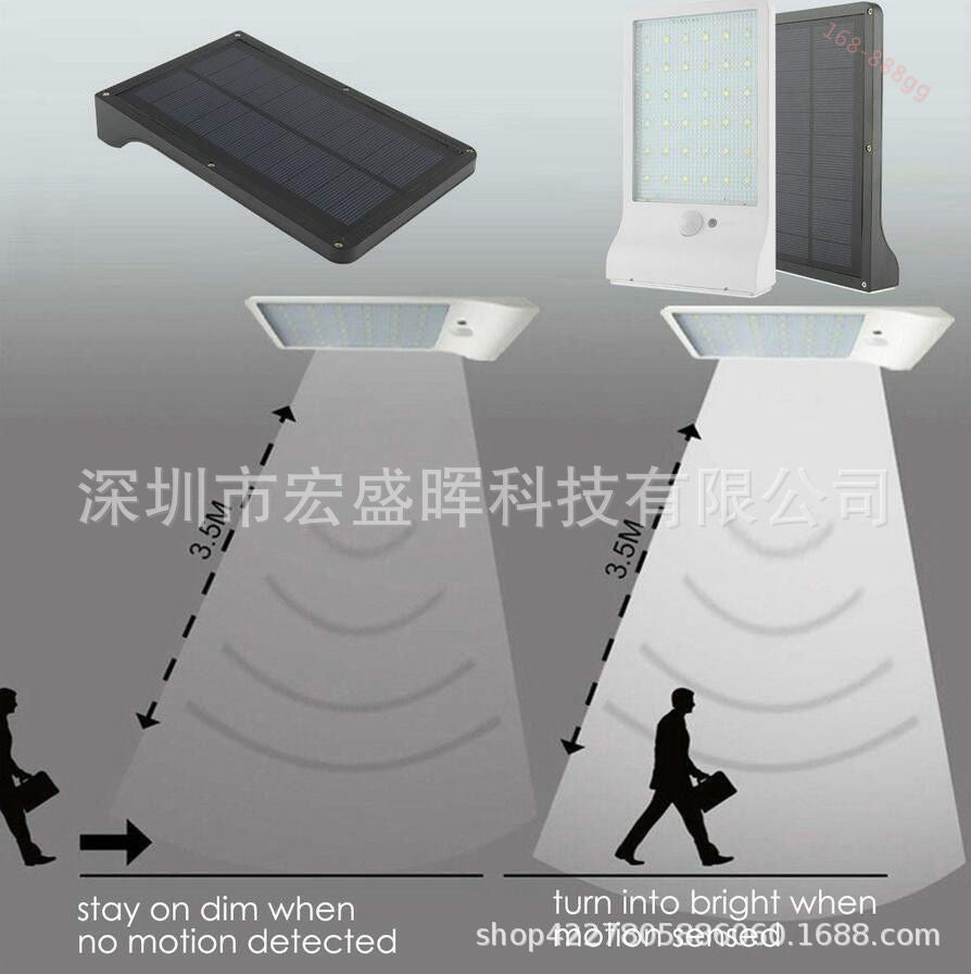 Solar Powered Outdoor LED Solar Human Body Sensor Outdoor Waterproof Courtyard Rural Street Light Garden Wall Lamp