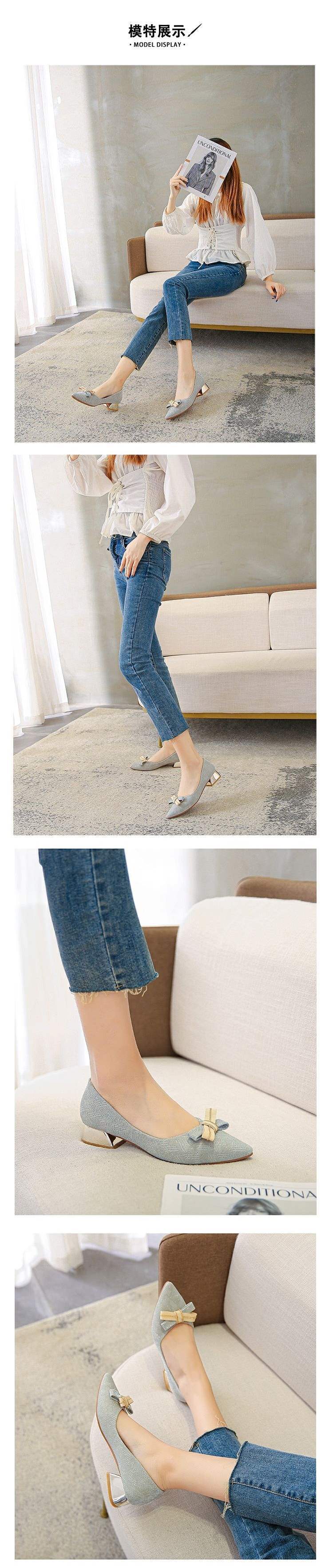 Elegant Chunky Heel Soft Sole Slip-On Fairy Gentle Shoes French Style Chunky Heel Pointed Toe Shallow Mouth Shoes Pair with Dress Versatile