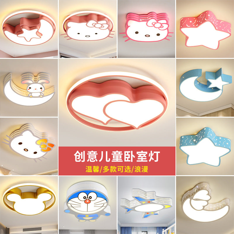 Children's Room Bedroom Lamp Boys Girls Pink Creative Cartoon Ceiling Lamp Cozy Romantic Room Lamp Master Bedroom Lamp