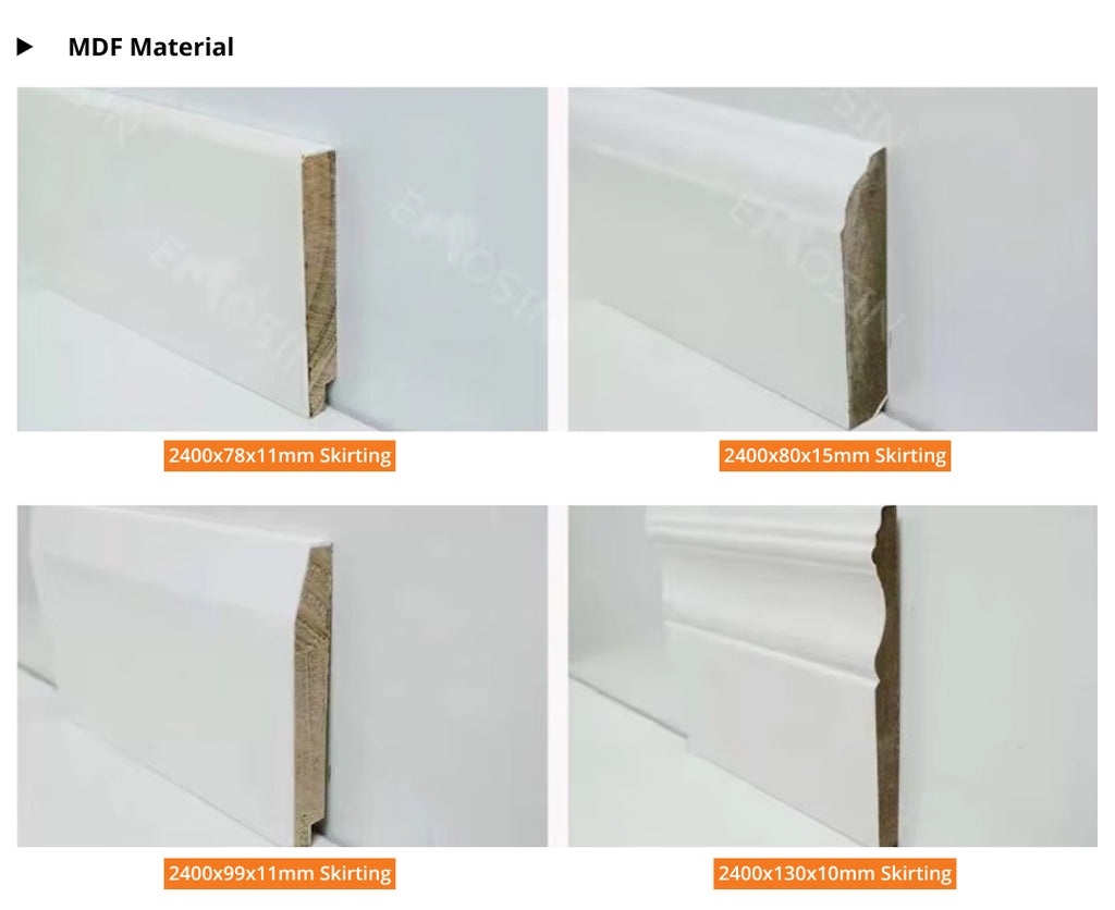 Aluminum Ps MDF Skirting Floor Board White