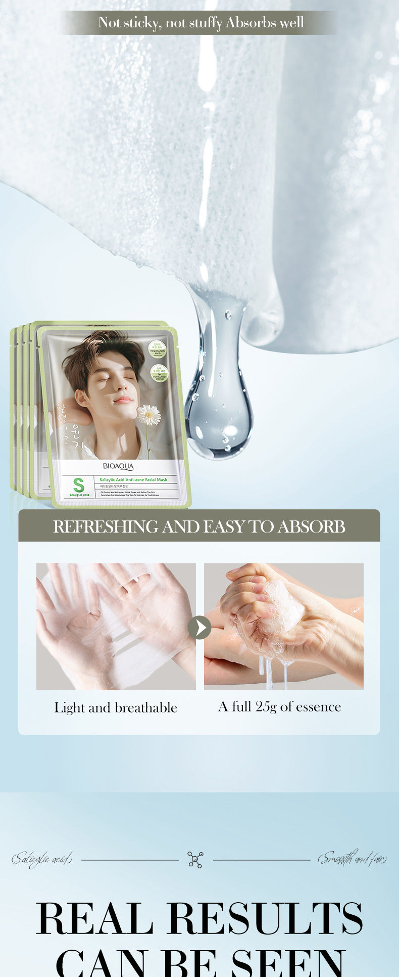 Salicylic Acid Anti-Acne Mask BIOAOUA Nourishing and Hydrating Moisturizing Face Mask Cross-Border Wholesale