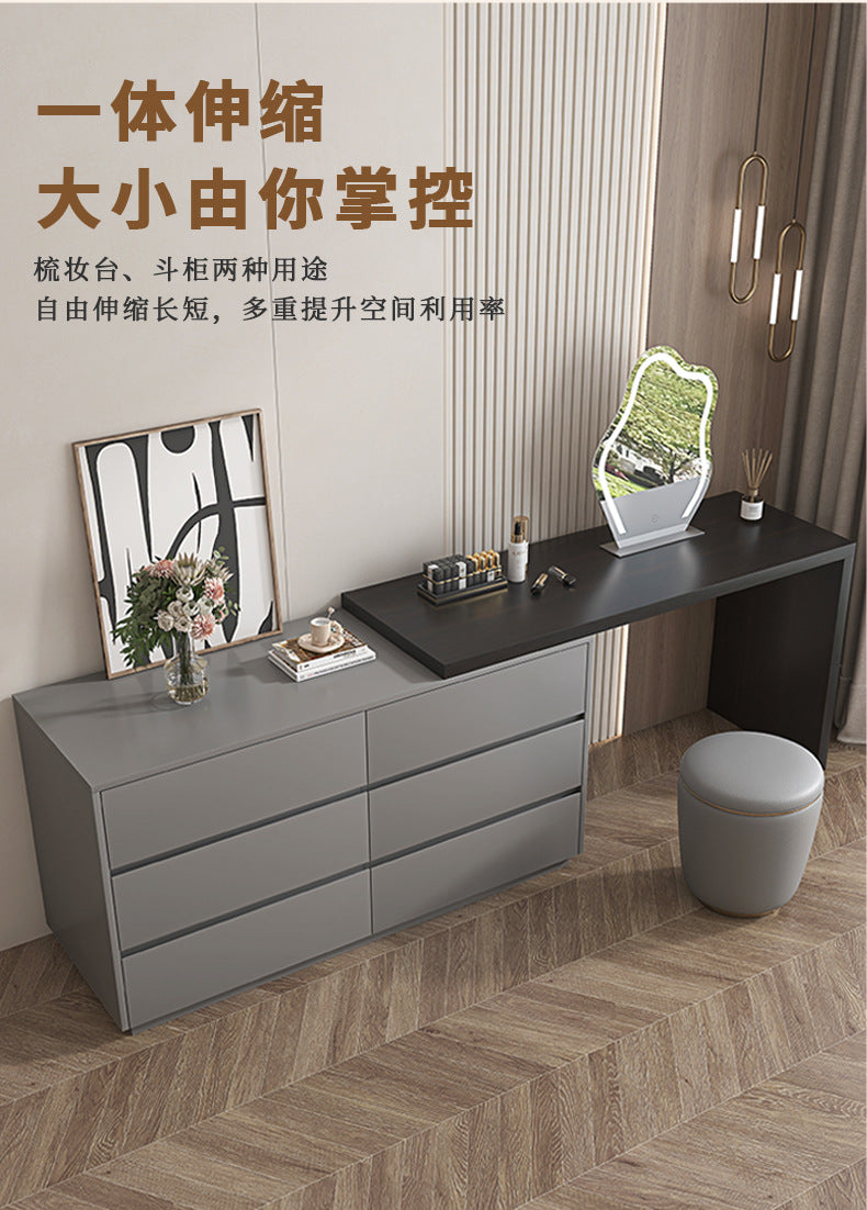 Custom Light Luxury Dressing Table Bedroom Small Apartment Modern Simple Skin Feel Gray Makeup Table Integrated Cabinet Makeup Desk Minimalist