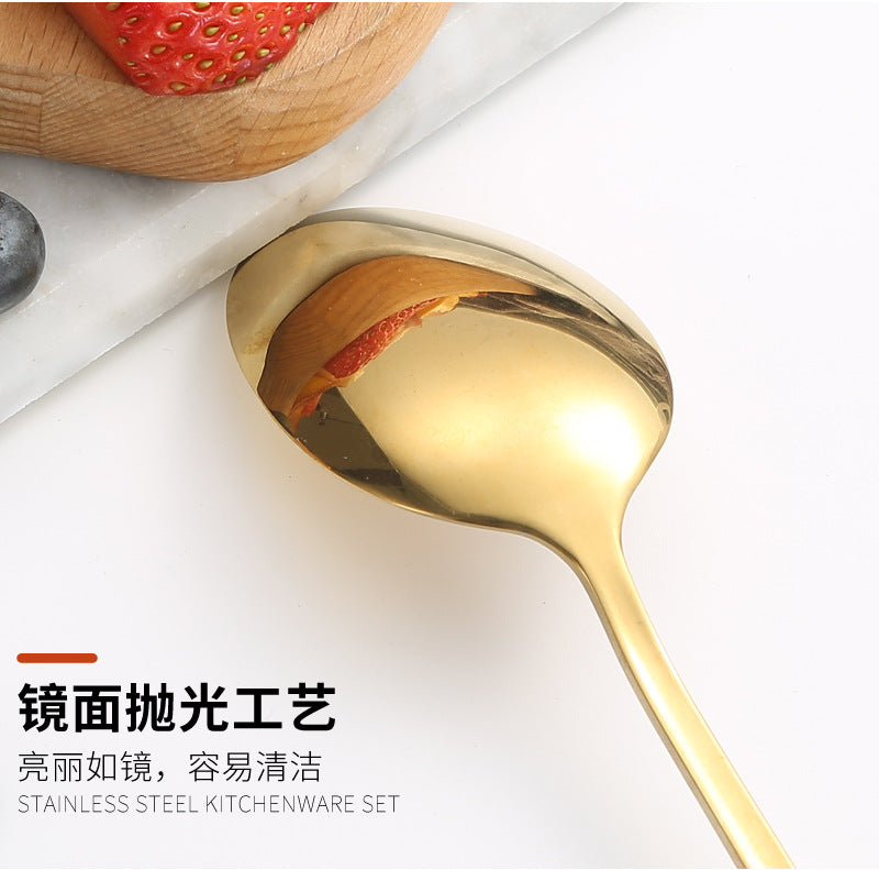 1010Stainless Steel Cutlery Set Hotel Titanium Coated Western Steak Knife Fork Spoon Tea Spoon24Set