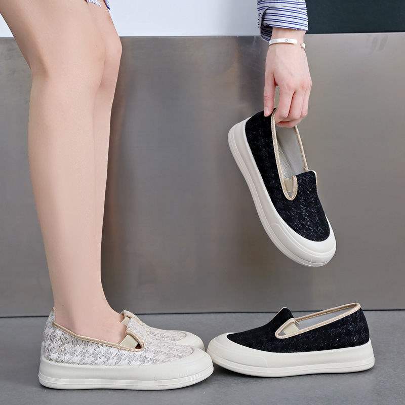 Lightweight Canvas Shoes for Women Casual Shoes2025Spring and summer breathable lace fisherman shoes versatile ultra-soft slip-on