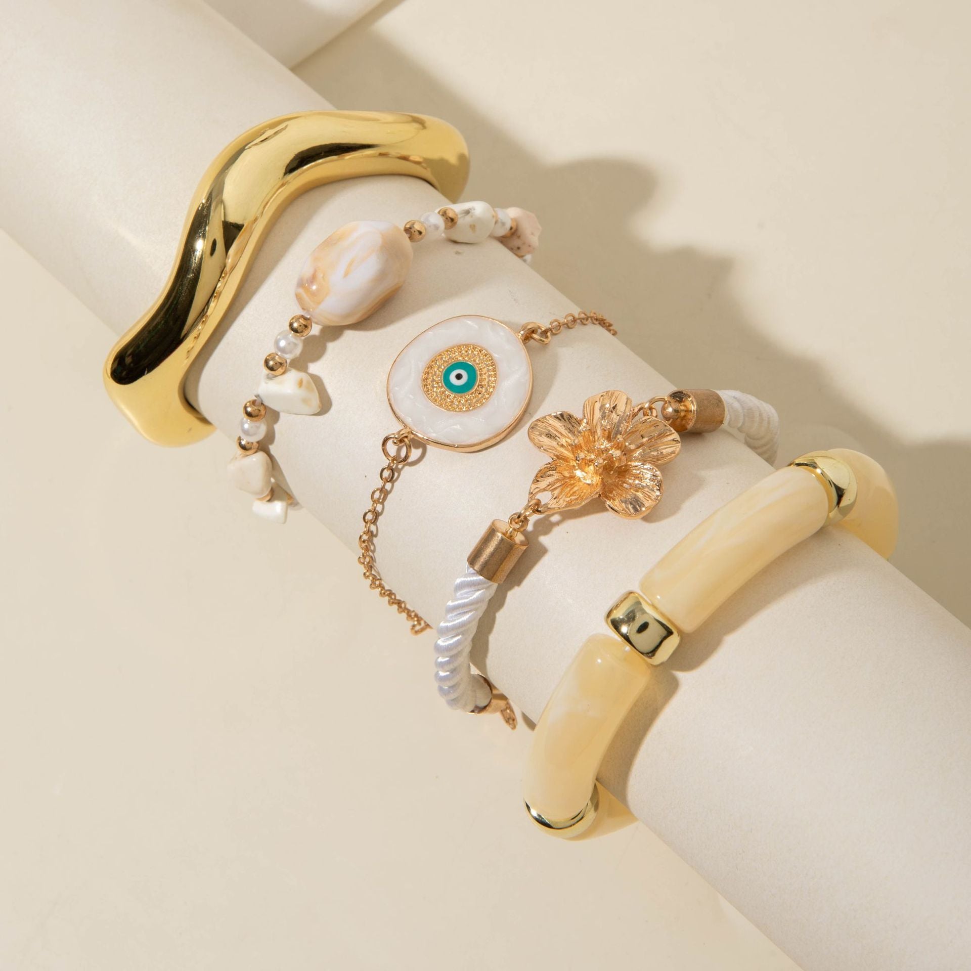 European and American Style Bracelet Bohemian Devil's Eye Bracelet Design Sense Inlaid Diamond Oil Drop Exaggerated Bracelet Set