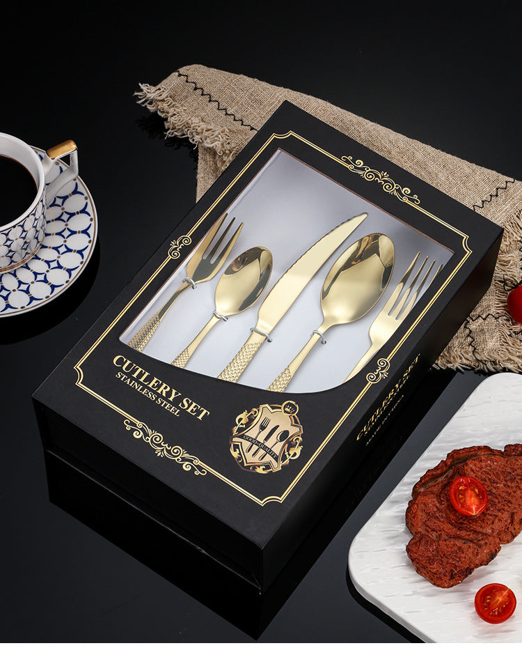 New Hot Selling Stainless Steel Star Diamond Tableware Knife, Fork and Spoon40Set20Set of Steak Knives and Forks