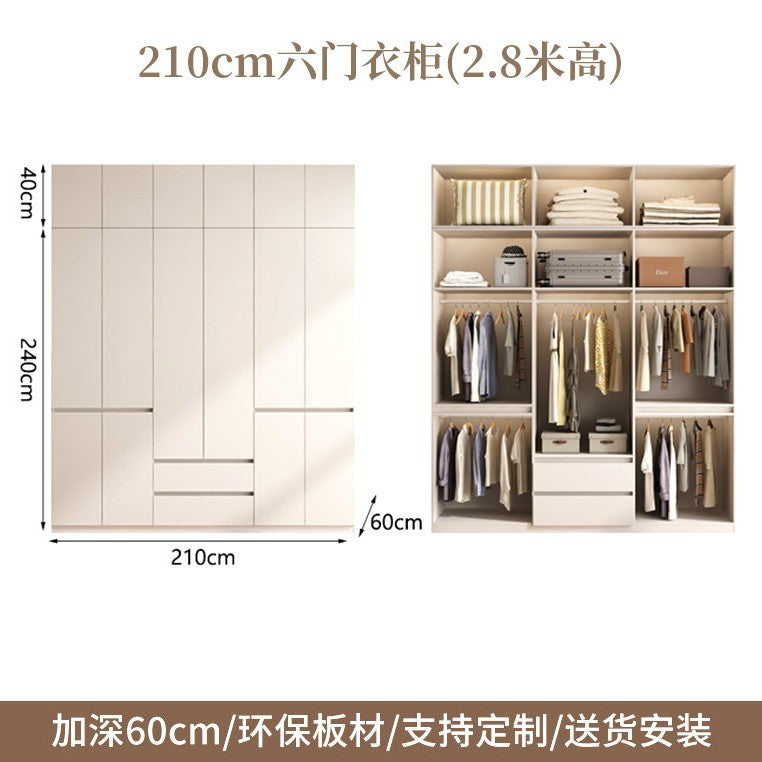 2025New Cream Style Wardrobe for Home Bedroom, Segmented Simple Modern Storage Cabinet, Large Coat Closet
