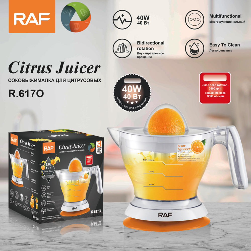 RAF EU Standard Electric Fresh Orange Juicer Household Automatic Juicer Lemon Orange Juice Machine Small Portable617