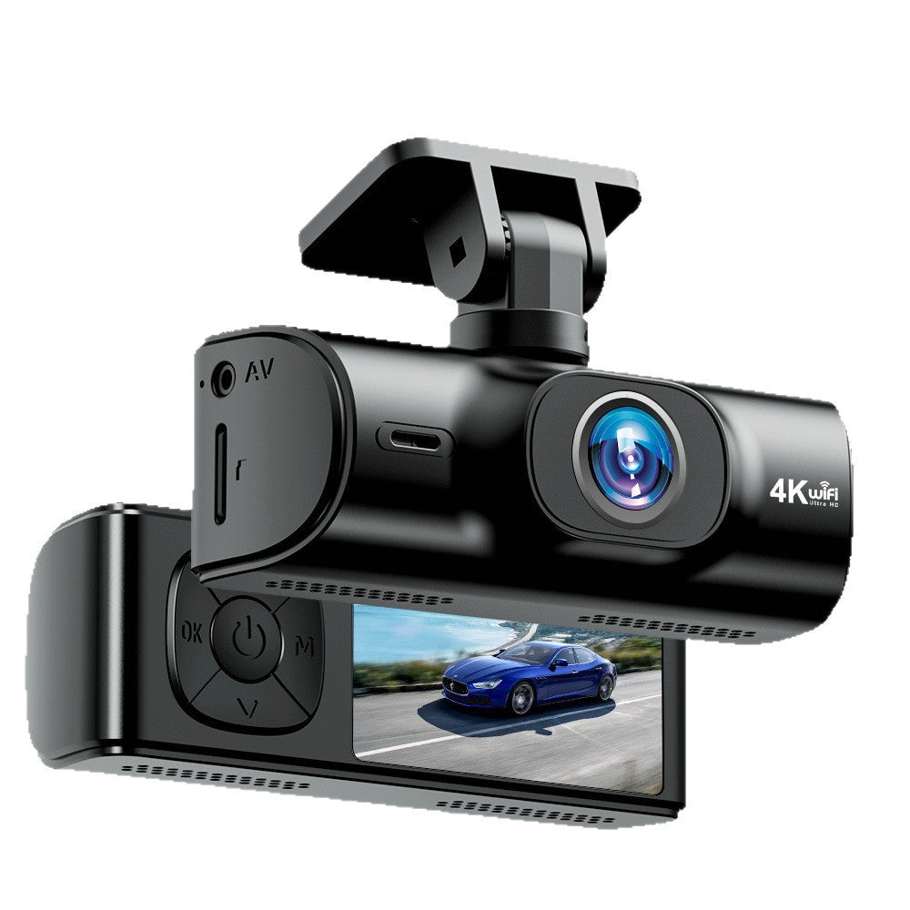 V27Hd4K Driving Recorder WiFi Mobile Phone Interconnection GPS Track Front and Rear Dual Recording Parking Monitoring