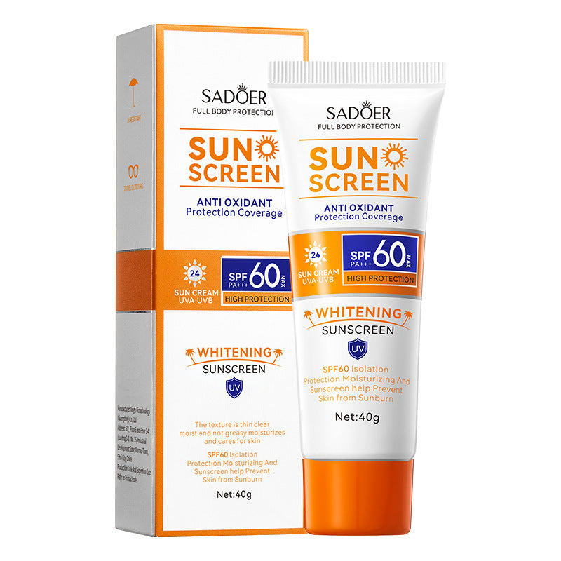 Full English SPF60+Sunscreen40g SADOER Isolation UV Protection Sunscreen Lotion  Wholesale