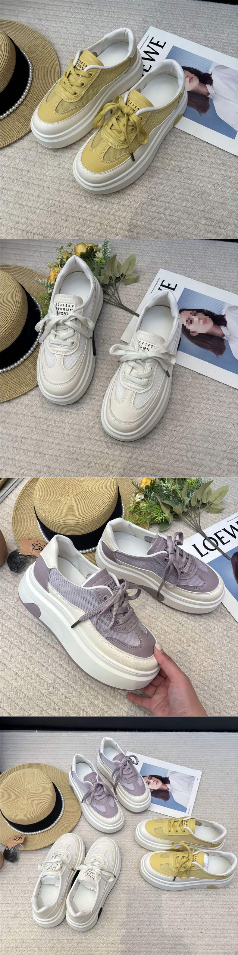 Light Luxury White Sneakers2025New summer breathable thick-soled height-increasing versatile casual lightweight sports sneakers