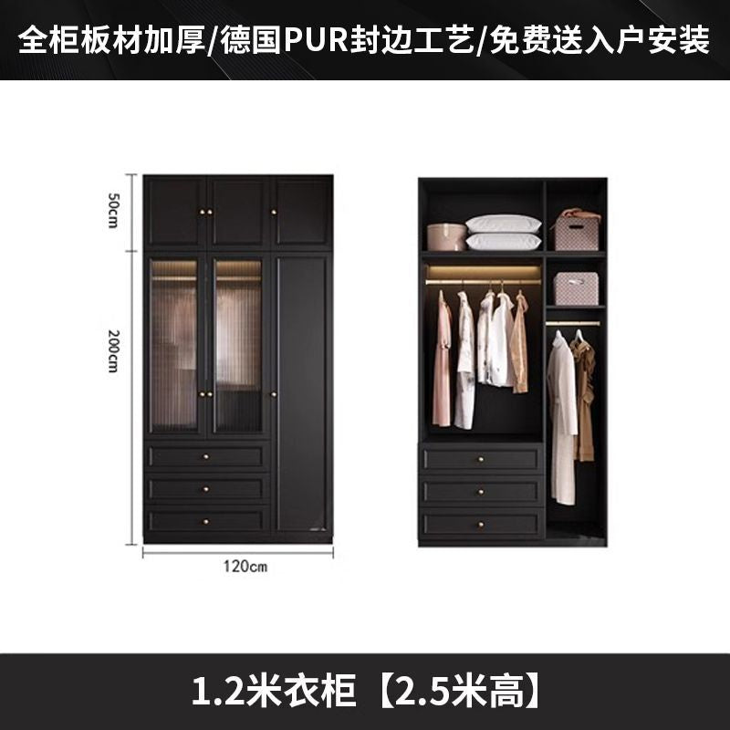 Vintage Style Wardrobe Black Cabinet Wardrobe for Home Bedroom Small Apartment Modern Simple Side Cabinet Top Cabinet Furniture Wardrobe