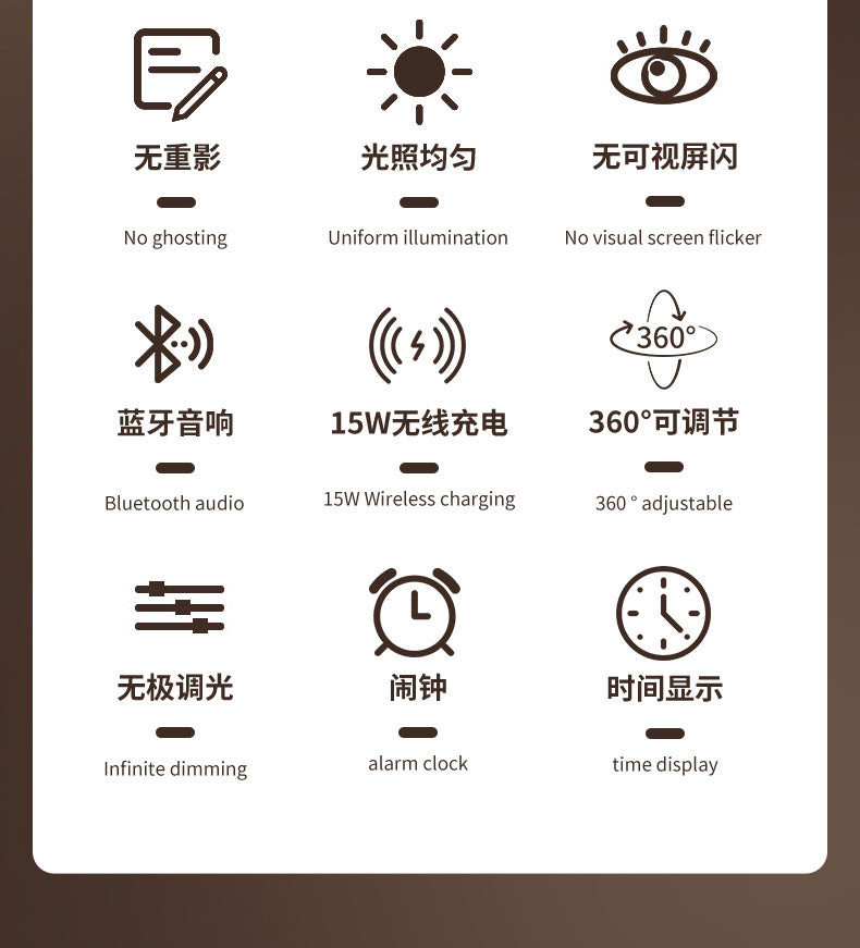 Multifunctional Wireless Charging Desk Lamp Foldable Reading Light Bluetooth Speaker Atmosphere Night Light  Customization Factory