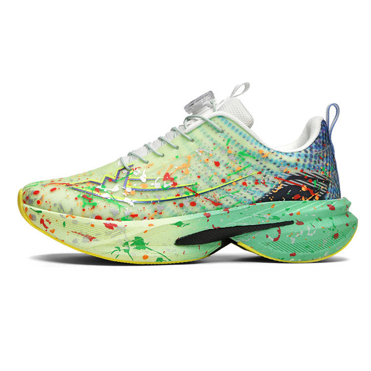 2025Four Seasons New Casual Couple's Real Explosive Carbon Plate Rotating Buckle Running Shoes Youth Graffiti Fashion Sports Shoes