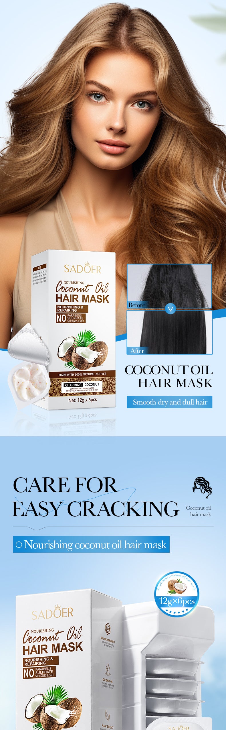 Full English Coconut Oil Body Care Set SADOER Smooth, Soft, Moisturizing, Clean  Wholesale