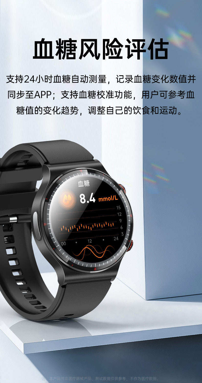 g08One-click Micro Health Check Smart Watch nfc Access Control Leather Electric Test Blood Sugar Uric Acid Detection Smart Watch Wholesale