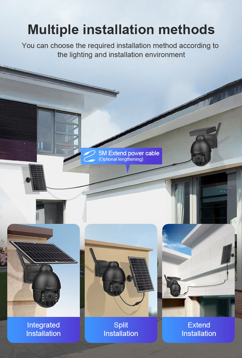 4G Solar-powered HD Camera3MP Full Color Night Vision Surveillance Wireless WiFi Solar-Powered Smart Dome Camera