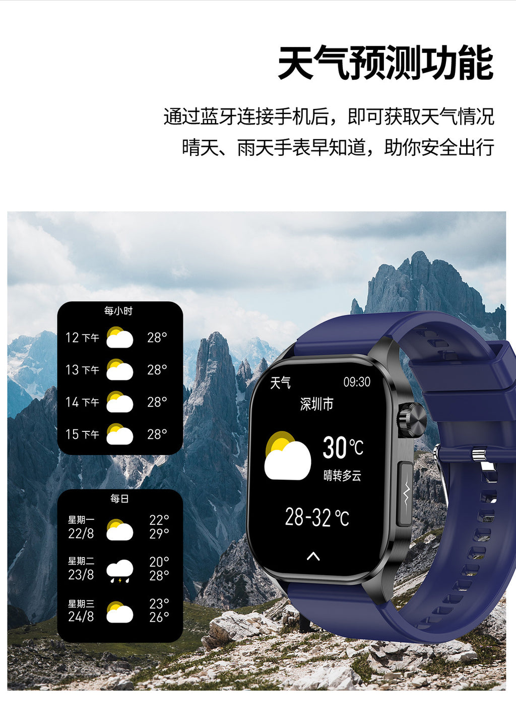 et580Smart Watch HD Screen ECG Electrocardiogram SOS Blood Pressure Smart Watch Health Smart Watch